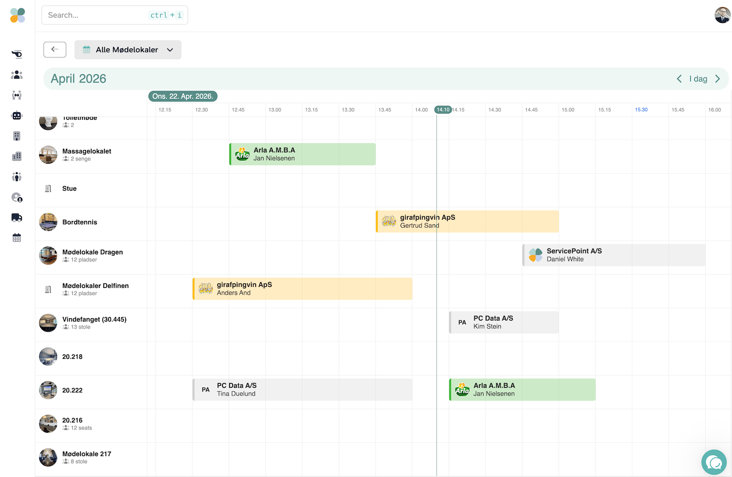 Senbee Planlægning booking interface